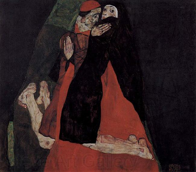 Egon Schiele Kardinal und Nonne oder Die Liebkosung Germany oil painting art
